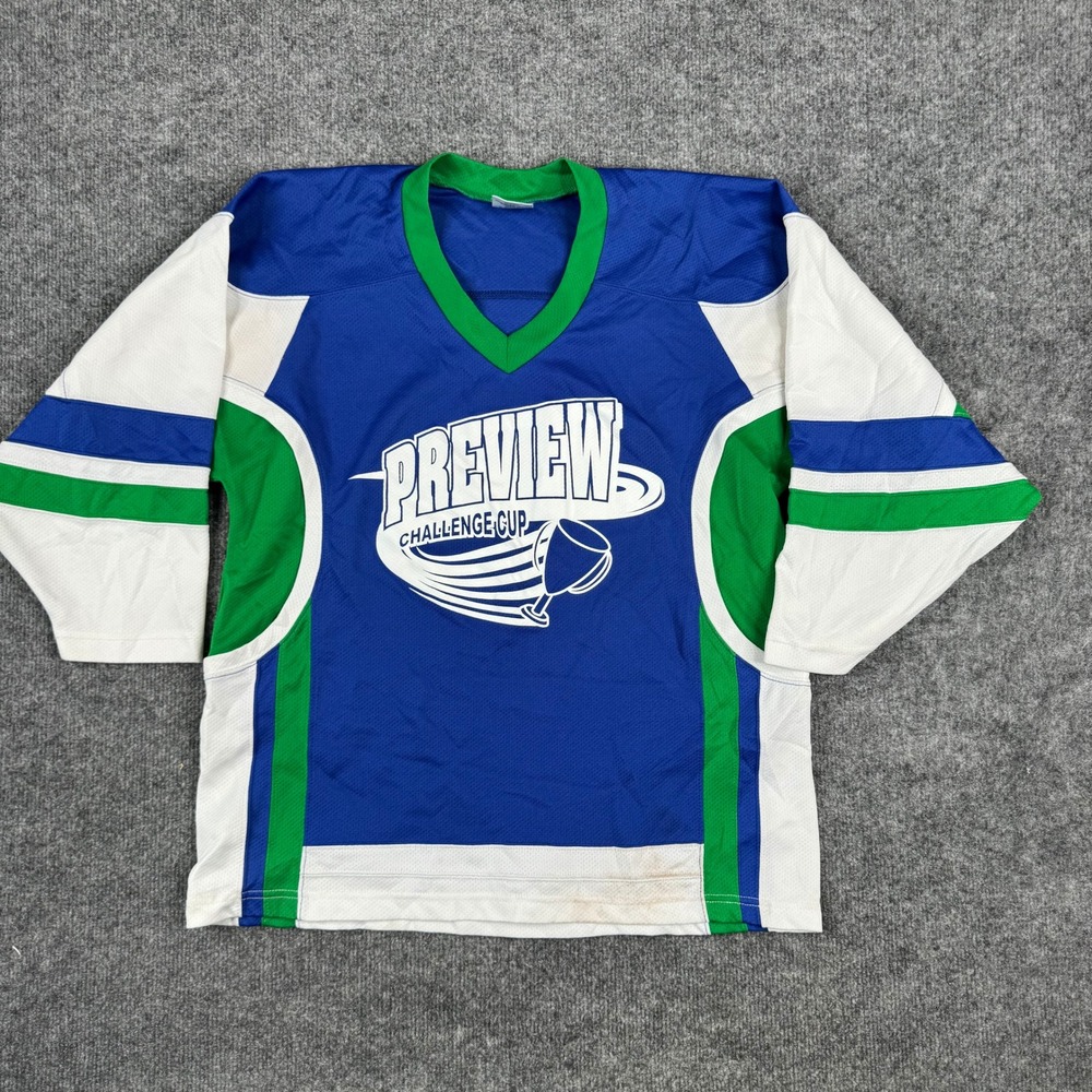 Firstar Hockey Jersey Mens XS Blue Preview Challenge Cup Graphic Mesh Stained